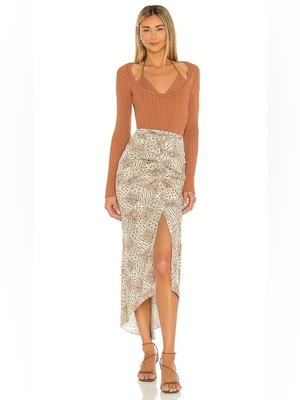 Veronica Beard Pixie Silk Blend Midi Skirt | Patchwork Print | Size 8
